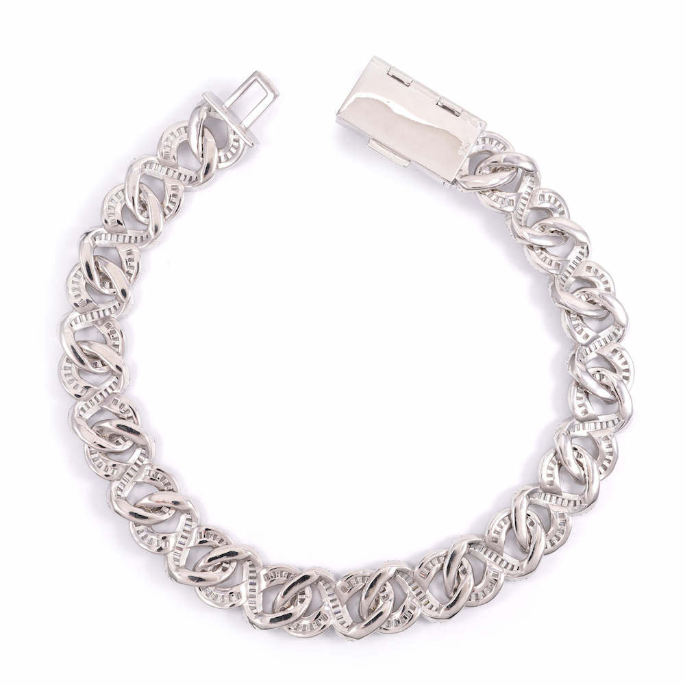 Moissanite Baguette Infinity Link Bracelet 14K Gold